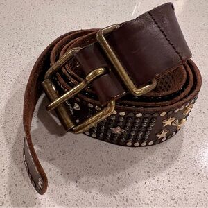 DIESEL Brown Leather Studded Belt